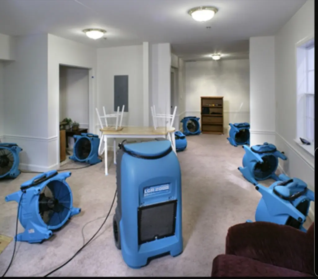 Air movers and dehumidifier setup for Water Extraction & Removal in Amityville