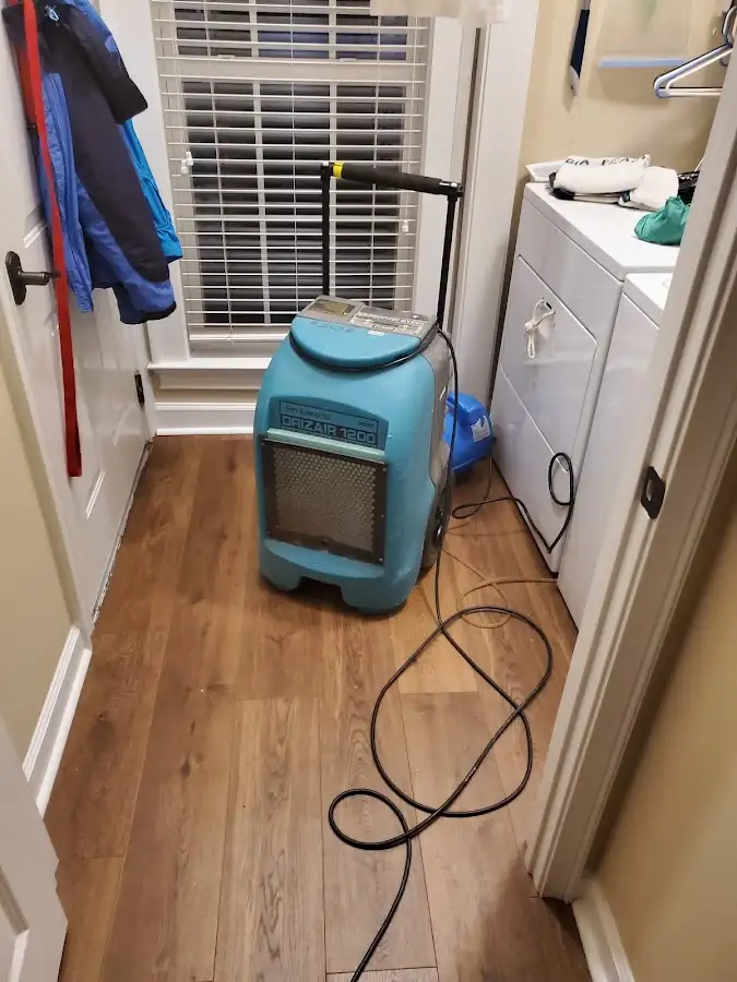 Commercial dehumidifier deployed for Flood Damage Cleanup in Amityville